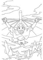 coloriage aang l avatar vole dans les airs avec son cerf volant